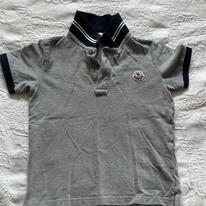 Moncler Kids Gray Polo Shirt with Navy Accents